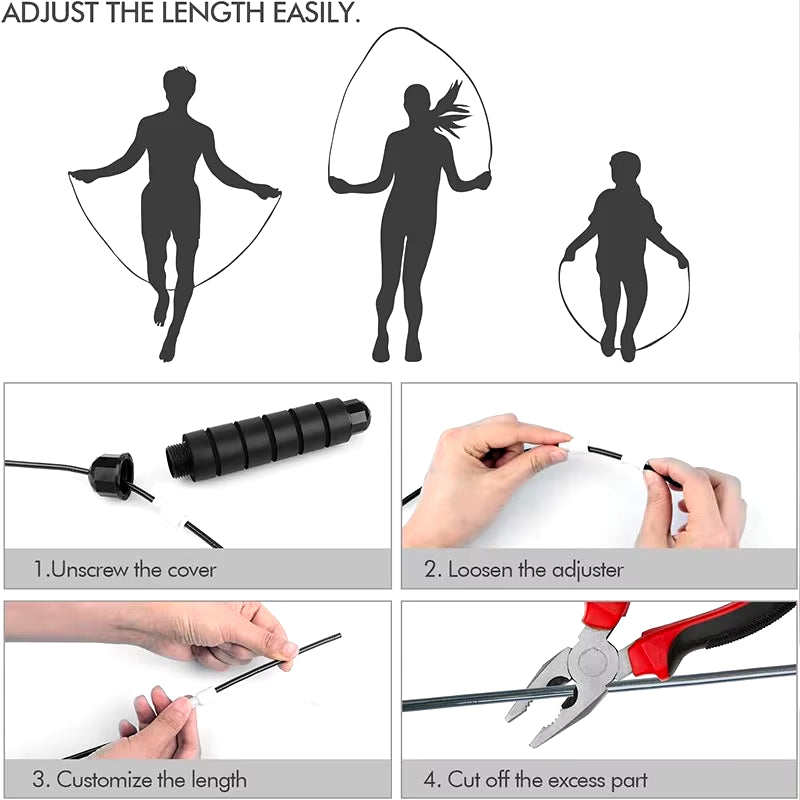 Adjustable Tangle-Free Speed Wire skipping Rope Workout with Foam Handles for Fitness Home Workouts and fat loss