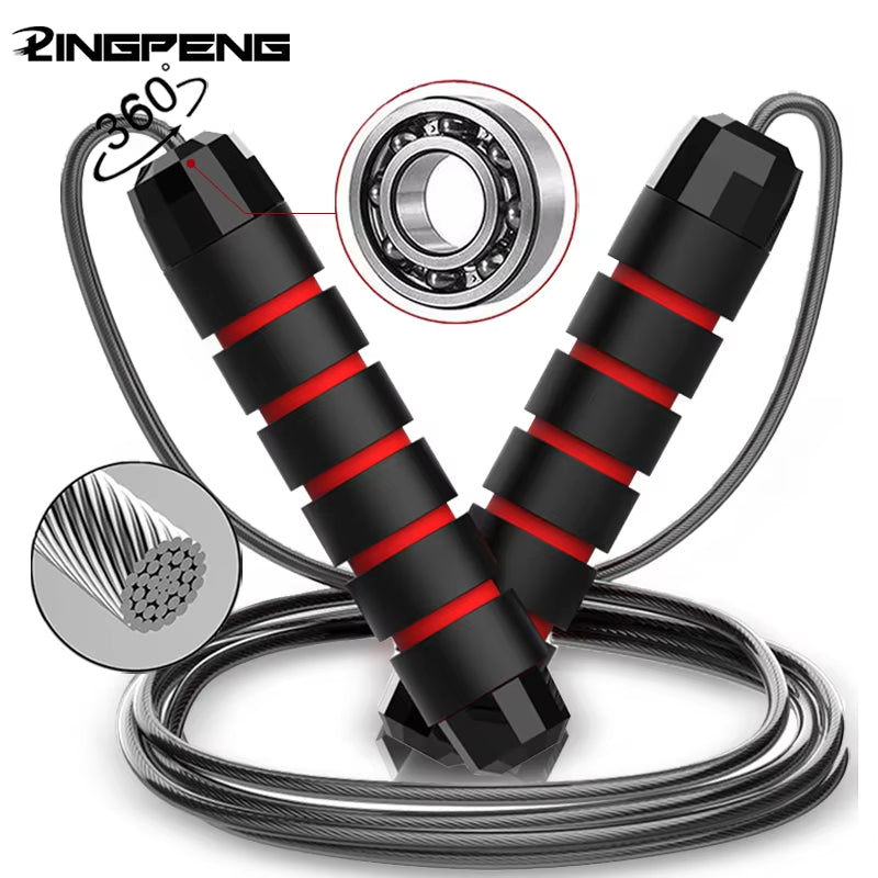 Adjustable Tangle-Free Speed Wire skipping Rope Workout with Foam Handles for Fitness Home Workouts and fat loss