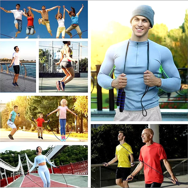 Adjustable Tangle-Free Speed Wire skipping Rope Workout with Foam Handles for Fitness Home Workouts and fat loss